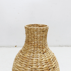 Handmade Rattan Water <b>Hyacinth</b> Weaving Rustic Round <b>Vase</b> Tabletop Decor for Floral Display - Product Image 4