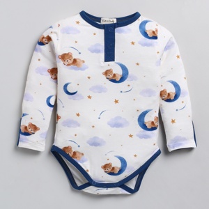 Body de manga larga de elastano de bambú orgánico de calidad superior ropa interior de bebé con estampado de ensueño - Product Image 1