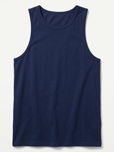 Dumela Men's <b>Navy</b> Blue O-Neck Knitted Sleeveless Tank <b>Top</b> Casual Solid Color Breathable Lightweight Vest - Product Image 1