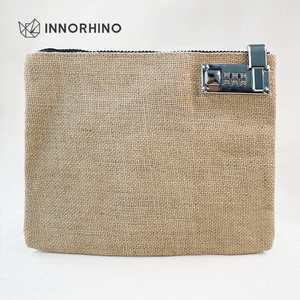 Customized Silk Print Jute RFID Card Holder Hand <b>Bag</b> Coin Purse Clutch Cosmetic <b>Toiletry</b> <b>Bag</b> with Zipper Hast INNORHINO - Product Image 2