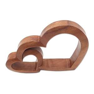 Deux cœurs entrelacés, expression d'amour, art en bois fait main, décoration intérieure, cadeau romantique - Product Image 3