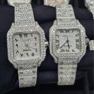 Reloj de Lujo para Hombre, Estilo Hip Hop, con Números Romanos, Edición Limitada, Plateado, Cuadrado, Automático, Mecánico, con Incrustaciones de Moissanita - Product Image 1