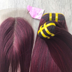 วิกผม100% แท้จากเวียดนามชุดสีเบอร์กันดีผมตรงแบบคู่ - Product Image 2