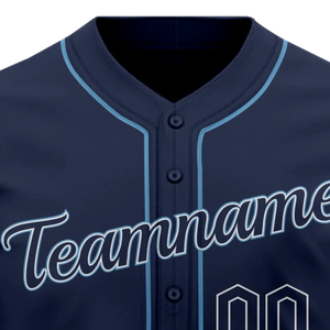 Navy Blue Baseball Jersey Short Sleeve Button <b>Down</b> Athletic Team Uniform Breathable Polyester Sports Shirt - Product Image 5