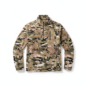 Tactical Men's Camouflage Fleece Hunting <b>Jacket</b> Quarter-Zip Thermal Outdoor Pullover Style Warm Mid-Layer Coat - Product Image 5
