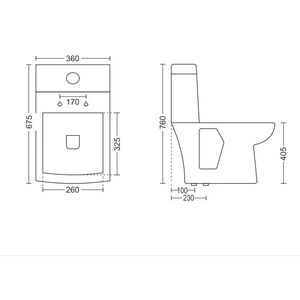Inodoro de esquina circular moderno y duradero de una pieza, porcelana blanca, 675x360x760mm, inodoro de cerámica para uso comercial en baños de construcción. - Product Image 2