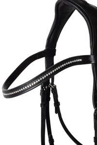 Brida de cuero para caballo con forma anatómica y acolchado suave, con parte trasera recortada, brida con costuras elegantes y frontal. - Product Image 2