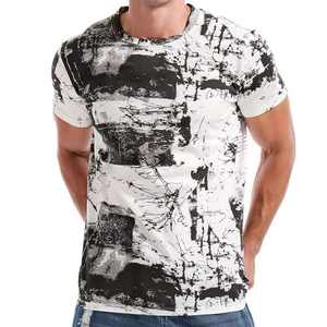 Camiseta de Hombre con Estampado Abstracto en Blanco y Negro, Camiseta Gráfica Informal de Manga Corta para Usar en la Calle - Product Image 1