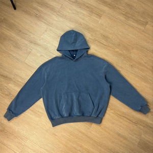 Sweat-shirt à capuche personnalisé pour homme, bleu uni, en molleton de coton respirant, motif 3D, poche, style décontracté, coupe classique, automne - Product Image 1