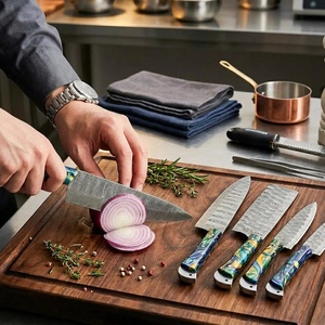 Premium Damascus Steel 5-PCS Chef <b>Knife</b> Set Luxury Resin Handles Ambidextrous Design Polished Blades (67 Layers) Custom Logo - Product Image 2