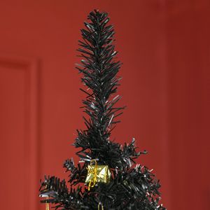 Albero di Natale Artificiale Nero Sottile da 1,8 m con 390 Punte Realistiche e Supporto in Plastica - Product Image 3