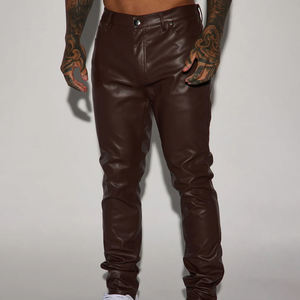 Pantalones de Cuero Genuino a la Moda para Hombre, Estilo Casual, Rectos, Impermeables, Transpirables, Precio Económico - Product Image 4