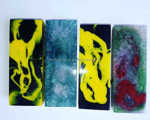 Blocs de manches de couteau en résine, jaune, noir, bleu, vert, marbré, matériau personnalisé pour la fabrication de couteaux, à prix avantageux - Product Image 4