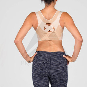 Women Seamless Sports <b>Bra</b> Scoop Neck Racerback Medium Support Breathable <b>Sheer</b> Layer Yoga Activewear Solid Color Spandex Nylon - Product Image 2