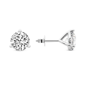 Nouvelles boucles d'oreilles clous en or massif 18 carats avec diamants de laboratoire ronds taille Martini à trois griffes, qualité VS1, VVS1, classiques et tendance, pour femmes - Product Image 2