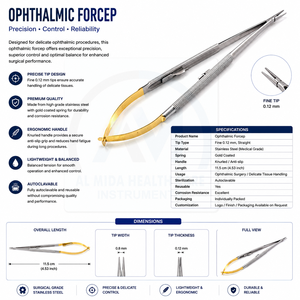 อุปกรณ์การแพทย์ AL MIDA HEALTH CARE INSTRUMENTS ที่จับเข็มแบบตรงขนาดเล็ก คีมผ่าตัดตา ระดับ Class II ขนาดสั่งทำได้ ได้รับมาตรฐาน CE - Product Image 6