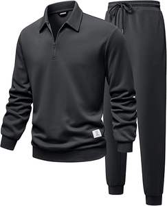 Conjuntos deportivos de 2 piezas para hombre, conjunto de chándal con camiseta polo con cremallera de un cuarto y pantalones deportivos tipo jogger. - Product Image 1