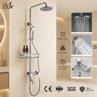 Ensemble de douche mural en acier inoxydable 3 fonctions avec douchette à main, barre coulissante et pommeau de douche pluie, robinet de bain