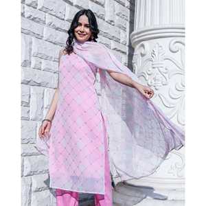 Ensemble de costume en mousseline de soie rose XS élégant et respirant pour femmes Anaya - Product Image 4