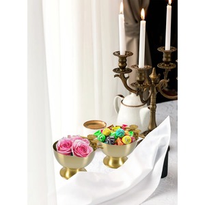 Bol décoratif en métal doré élégant avec poignée florale, fait main, style oriental, pour servir les aliments, décoration de cuisine et de table - Product Image 4