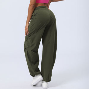 HANO 2024 Nuevos Pantalones de Mujer con Costuras Decorativas, Cintura Media, Estilo Básico con Cordones, Pantalones Cargo de Pierna Recta, Corte Holgado - Product Image 5