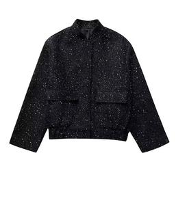 Men's Wool Blend Canvas Varsity <b>Jacket</b> Stand Collar Eco-Friendly Front Logo <b>Smart</b> <b>Casual</b> Autumn Wear Short Length Regular Fit - Product Image 1