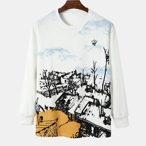 Sweat-shirt tendance pour homme en coton mélangé avec imprimé graphique et coupe décontractée, parfait pour le style streetwear jeune. - Product Image 1