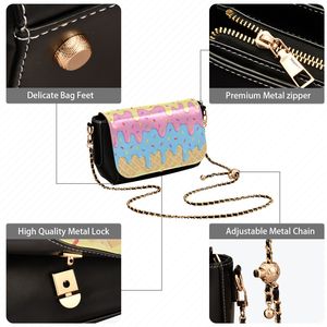 Ice <b>Cream</b> Drip Waffle Pattern Women Messenger <b>Bag</b> Chain Strap Crossbody Purse Cosmetic Organizer - Product Image 4