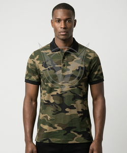 Camiseta de Golf Transpirable de Manga Corta con Cuello en V de Algodón y Poliéster para Hombre, con Logotipo Frontal, 180 Gramos, Camuflaje, Tejido de Punto, Venta al por Mayor, Tendencia 2026 - Product Image 5
