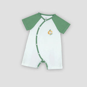 Mono de Bebé Unisex con Estampado de Dibujos Animados, Cuello Redondo, Cierre de Botón, Manga Corta, Tejido de Bambú y Spandex, para Todas las Temporadas - Product Image 5