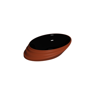 Lavabo Ovalado Moderno con Acabado Brillante, Interior Negro, Exterior Terracota, para Encimera de Baño - Product Image 2