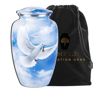 Heavenly bird European Style Memorial <b>Urn</b> for Ashes Blue Sky Design Adult Size <b>Large</b> Eco-Friendly & Durable - Product Image 1