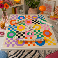 Tapis de Mahjong Moderne Pliable en Néoprène à Motif Damier Géométrique Original 33'' Tapis de Table Antidérapant Boutique Cadeau Américaine