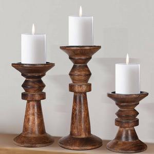 Portavelas de Madera de Mango Estilo Rústico, Decoración de Boda Personalizada de Fábrica, Decoración para el Hogar, para Chimenea - Product Image 1