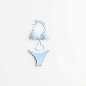 Haut de bikini noir pour femme avec cordon de serrage à l'avant et bretelles réglables, maillot de bain uni en spandex et polyester - Product Image 1