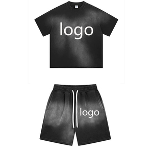 Men's Casual T-Shirt <b>Sets</b> Custom Sun Faded Breathable Oversize Gym Fitness 100% Cotton OEM 2026 - Product Image 4