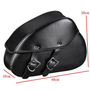 Sacoche latérale de moto en cuir PU noir avec fermeture à boucle pour Harley Cruiser Sportster - Product Image 5