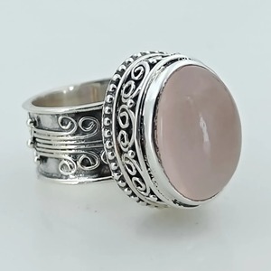 Rose <b>Quartz</b> Oval <b>Ring</b> 925 Sterling Silver Handmade Promise Jewelry for her Bezel setting <b>Ring</b> January Birthstone Jewelry - Product Image 3