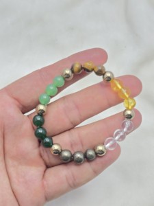 Pulsera Elástica de Alta Calidad con Combinación de Piedras Preciosas de Cuarzo y Ágata Talladas, Grabado de Cristal Natural, Hermosa y Elegante - Product Image 2
