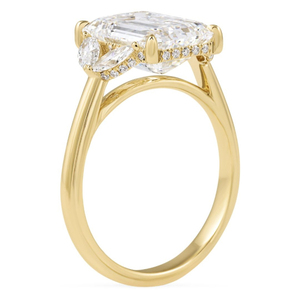 Bague à cinq pierres de 4,03 carats, couleur D, pureté VVS2, avec émeraude et diamant de laboratoire taille marquise inclinée, pour mariage et fiançailles - Product Image 6