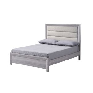 Letto Queen Size con Design Contemporaneo e Testiera Imbottita Trapuntata, Finitura Grigio Neutro Driftwood, 1 Pezzo - Product Image 1