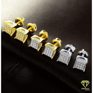 Magnifiques boucles d'oreilles en argent 925 plaqué or avec diamants en moissanite, bijoux de luxe haut de gamme pour hommes et femmes - Product Image 3