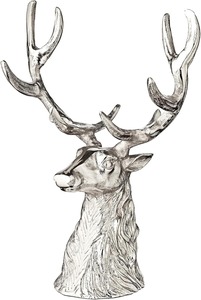 Statue de tête de renne en métal argenté de style moderne, décoration festive de Noël, sculpture de cerf, art animalier forestier - Product Image 2