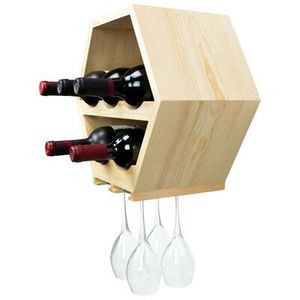 Elegante soporte de exhibición de vino de mesa, accesorio de comedor con estilo, soporte artesanal de bambú, decoración geométrica de madera. - Product Image 2