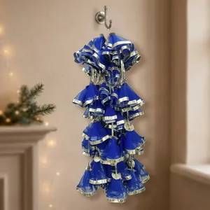 Décoration murale en tissu bleu en forme de sapin de Noël, ornement suspendu pour salon intérieur, design traditionnel, décoration de maison DIY - Product Image 1