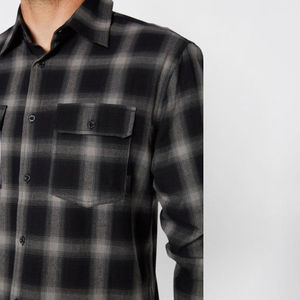 Chemise en flanelle de bonne qualité, logo personnalisé, vente en gros d'usine, confortable, 100% coton, manches longues, chemise en flanelle à carreaux décontractée pour hommes - Product Image 4