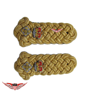 KEW Mylar Thread Embroidered Crown And Star Customizable Luxury Epaulettes Gold <b>Braided</b> Shoulder Board <b>Accessory</b> - Product Image 1