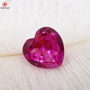 Redleaf Gemstone Rough Synthetic Corundum stone 15*15mm Heart Cut 2# Ruby corundum stone