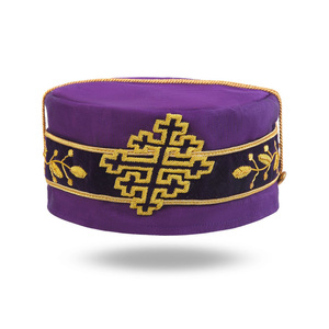 <b>Purple</b> Velvet Scottish Rite Crown Cap Gold Jerusalem Cross Premium Bullion Embroidery Luxury Ceremonial Headwear - Product Image 1