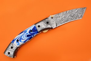 Cuchillo Plegable de Bolsillo Personalizado con Hoja Recta y Punta Caída de Damasco, Funda de Cuero, para Supervivencia al Aire Libre, Camping y Caza, Venta al por Mayor - Product Image 6